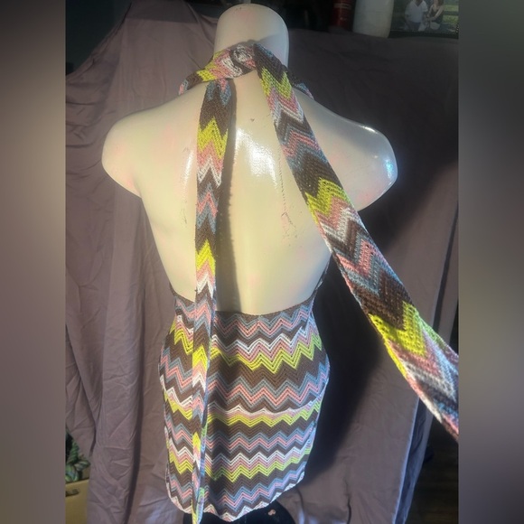 Almost Famous Brown and White Knit Halter Dress - Picture 4 of 5